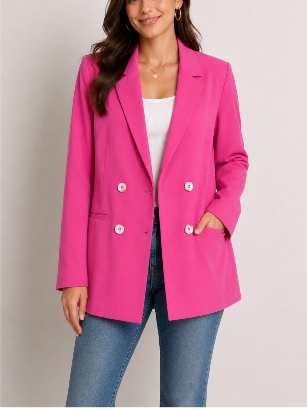 Sanctuary Oversized Hot Pink Double-Breasted Blazer